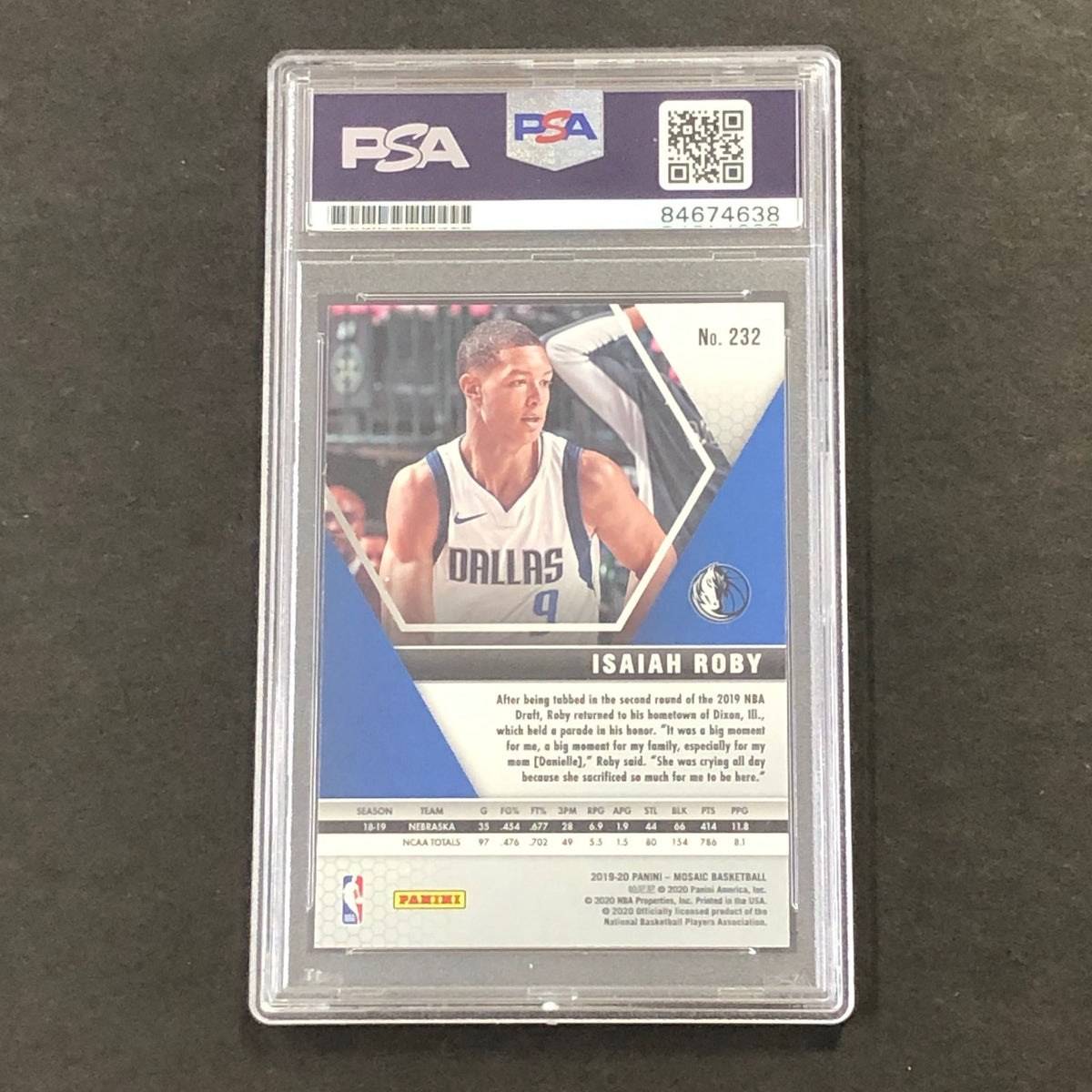 2019-20 Panini Mosaic #232 Isaiah Roby Signed Card AUTO PSA Slabbed RC Mavericks