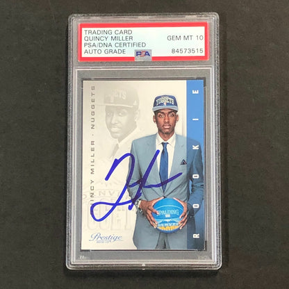 2012-13 Panini Prestige #238 Quincy Miller Signed AUTO 10 PSA Slabbed Nuggets