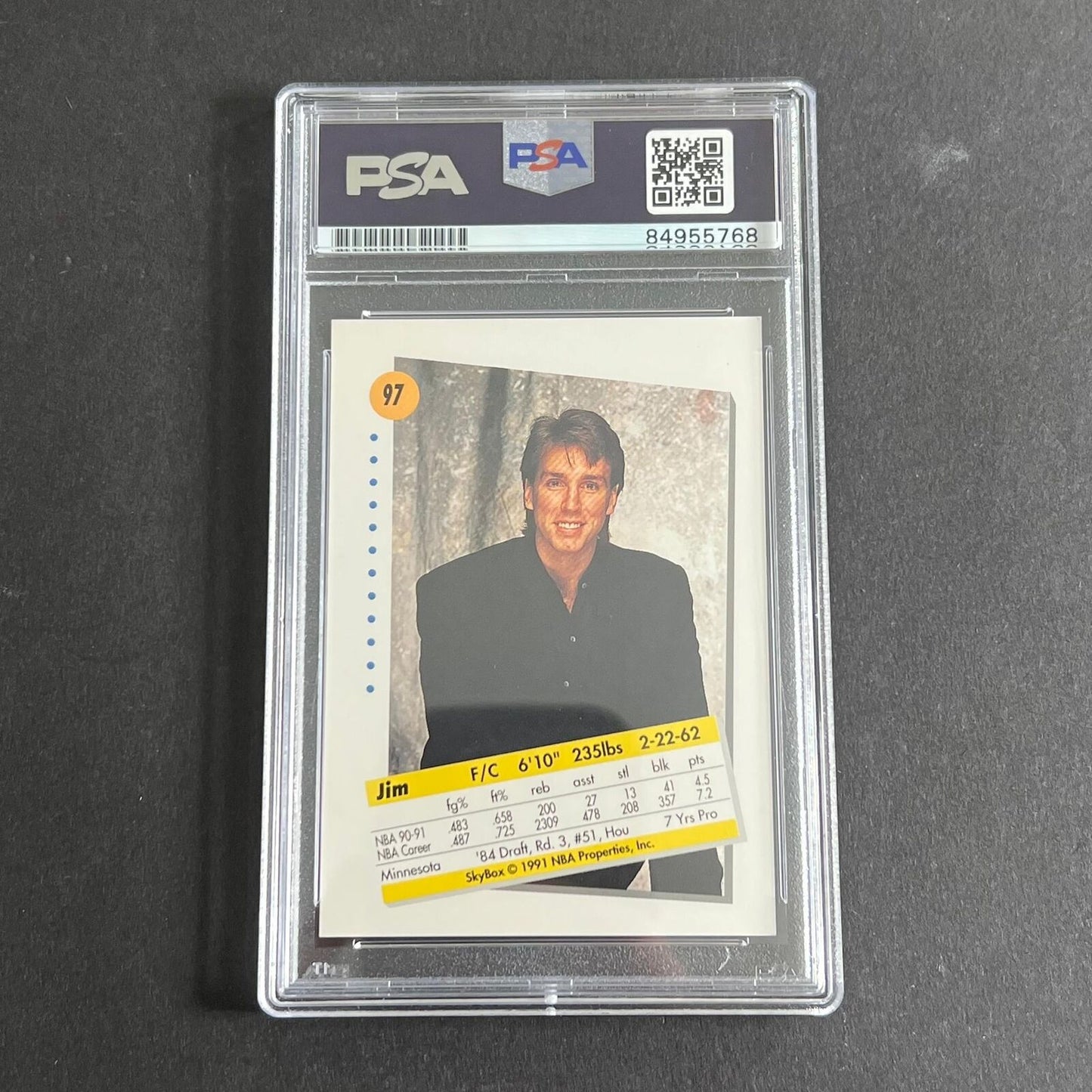 1990-91 Skybox #97 Jim Petersen Signed Card PSA Slabbed Warriors