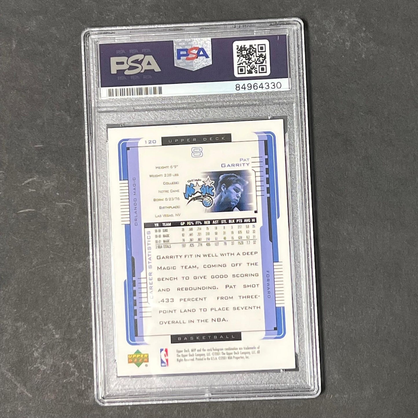 2001-02 Upper Deck #120 Pat Garrity Signed Card PSA Slabbed Auto Magic