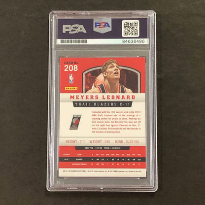 2012-13 Panini #208 Meyers Leonard Signed Card AUTO PSA Slabbed Trail Blazers