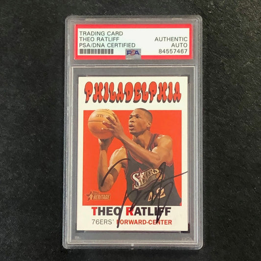 2000-01 Topps Heritage #176 Theo Ratliff Signed Card AUTO PSA Slabbed 76ers