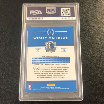 2015-16 Donruss Basketball #3 Wesley Matthews Signed Card AUTO PSA Slabbed Maver