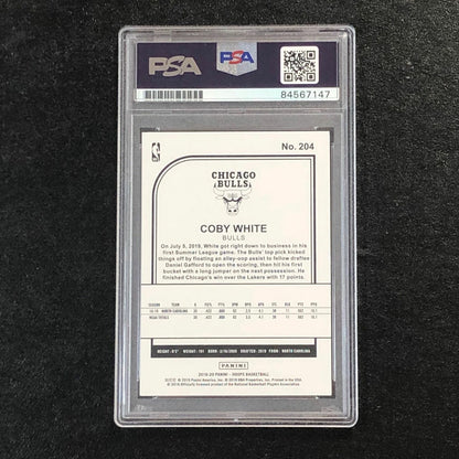 2019-20 NBA Hoops #204 Coby White Signed Card AUTO 10 PSA Slabbed RC Bulls