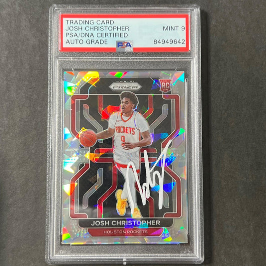 2021-22 Panini Prizm #324 Josh Christopher Signed Card AUTO 9 PSA Slabbed Rocket