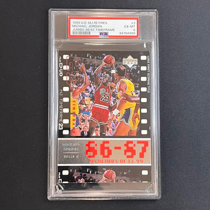 1999 Upper Deck MJ Retires Jumbo-86/87 Timeframe #3 Michael Jordan PSA EX MT 6 B