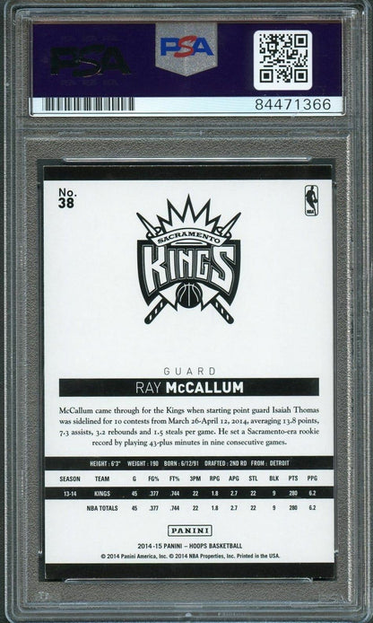 2014-15 NBA HOOPS #38 RAY MCCALLUM Signed Card AUTO 10 PSA Slabbed Kings