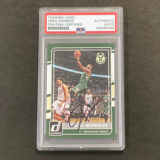 2015-16 Donruss Basketball #186 Greg Monroe Signed Card AUTO PSA Slabbed Bucks