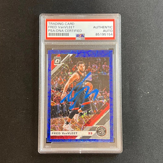 2019-20 Panini Donruss Optic Blue #9 Fred VanVleet Signed Card AUTO 9 PSA Slabbe