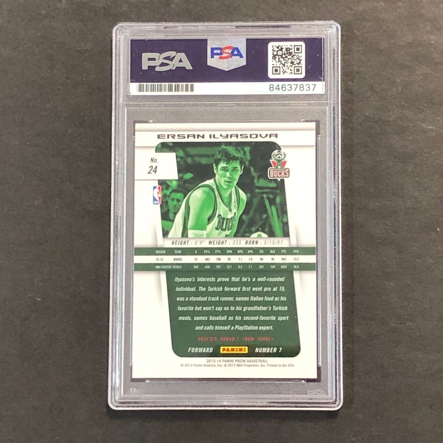 2013-14 Panini Prizm #24 Ersan Ilyasova Signed Card AUTO PSA Slabbed Bucks
