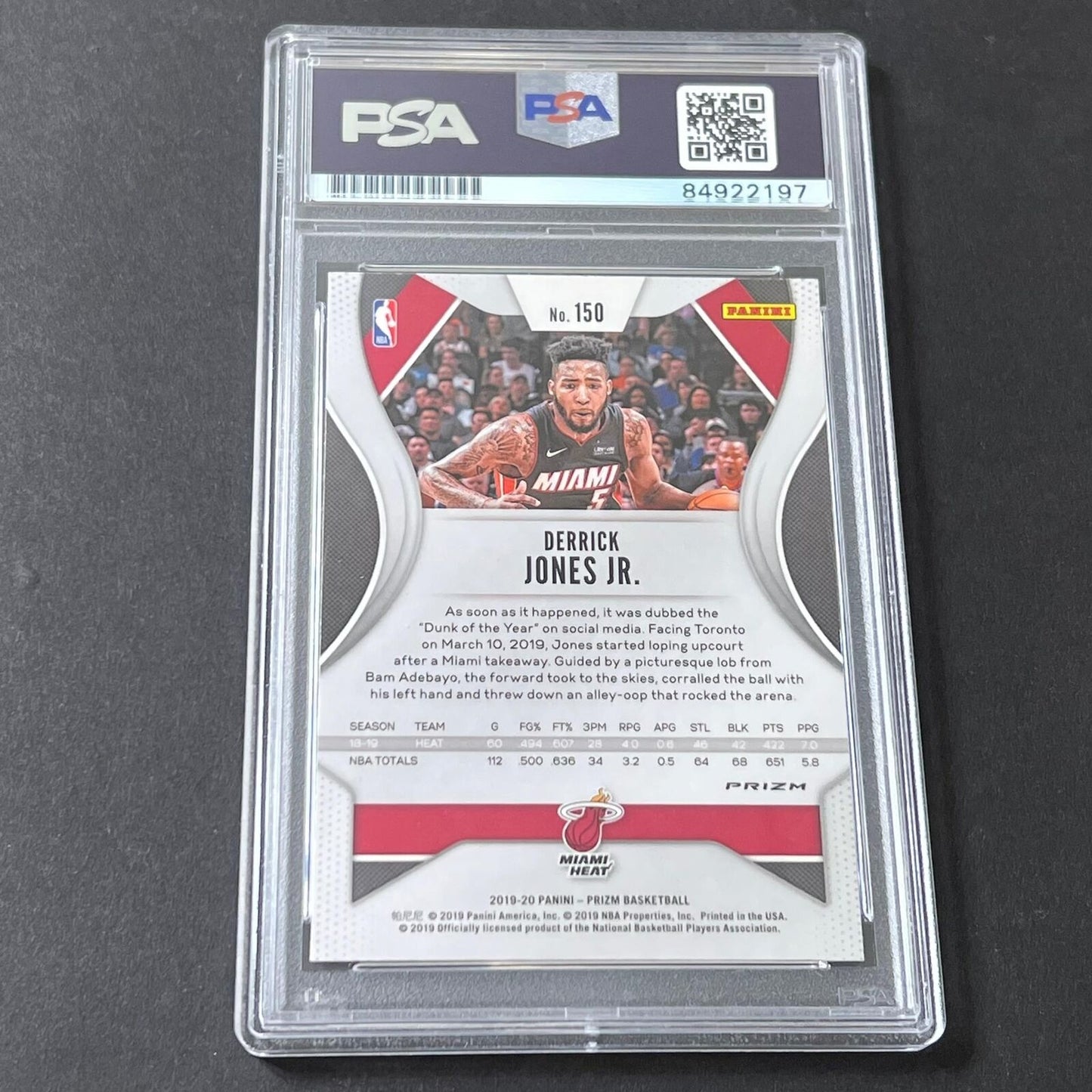 2019-20 Panini Prizm RWB #150 Derrick Jones Jr. Signed Card AUTO 10 PSA Slabbed