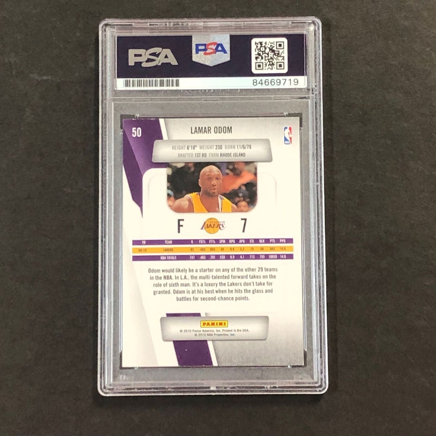 2010-11 Panini Prestige #50 Lamar Odom Signed Card PSA Slabbed Lakers