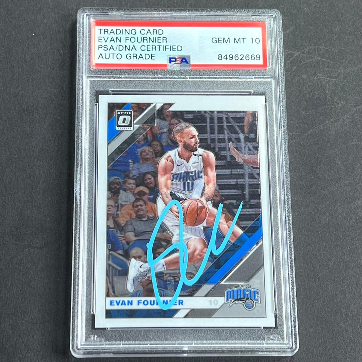 2019-20 Panini Donruss #15 Evan Fournier Signed Card AUTO GRADE 10 PSA Slabbed