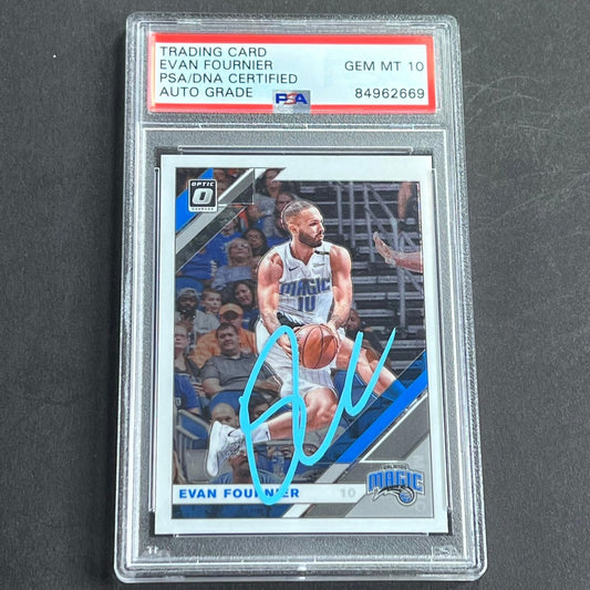 2019-20 Panini Donruss #15 Evan Fournier Signed Card AUTO GRADE 10 PSA Slabbed