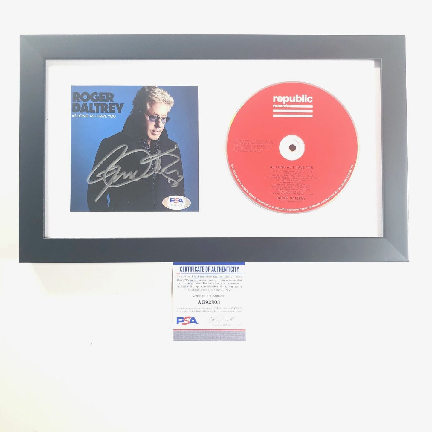 Roger Daltrey Signed Album CD Cover Framed PSA/DNA Autographed