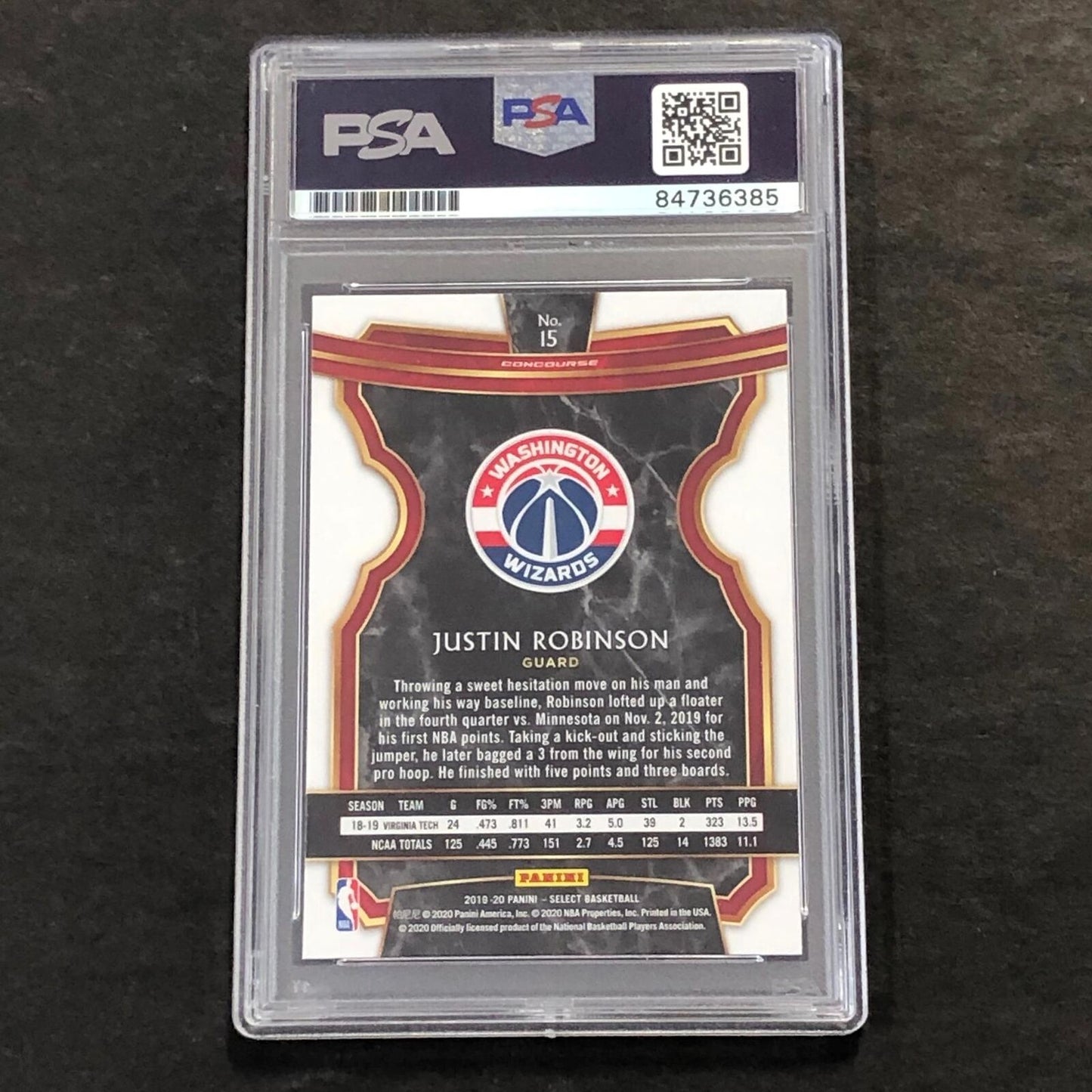 2019-20 Panini Select #15 JUSTIN ROBINSON Signed Rookie Card AUTO PSA Slabbed RC