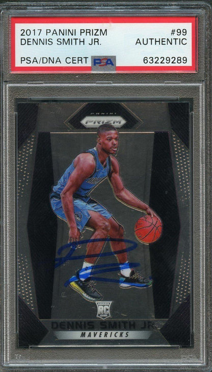 2017 Panini Prizm #99 Dennis Smith Jr. Signed Card AUTO PSA Slabbed RC Mavericks