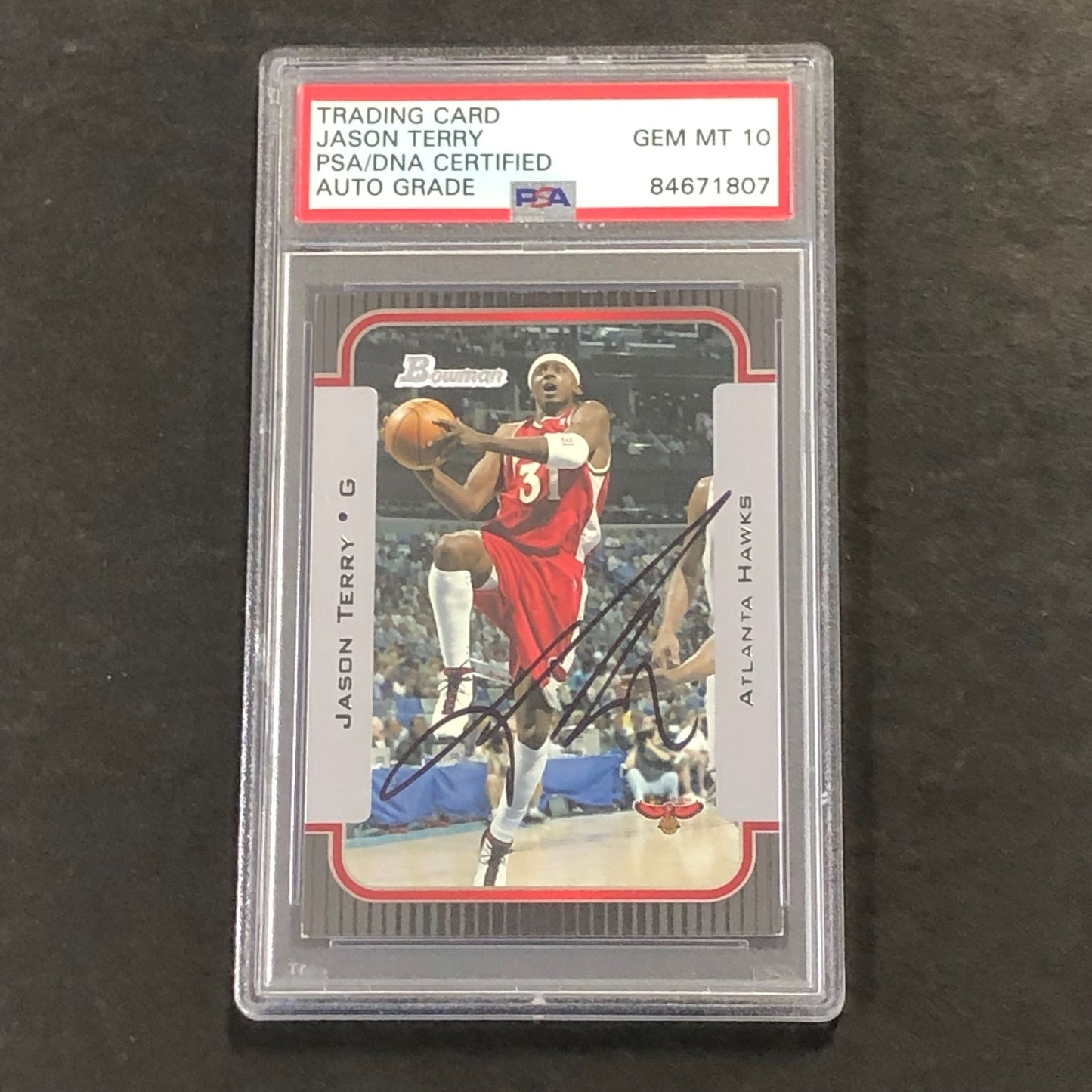 2003-04 Bowman Rookies and Stars #68 Jason Terry Signed Card AUTO 10 PSA Slabbed