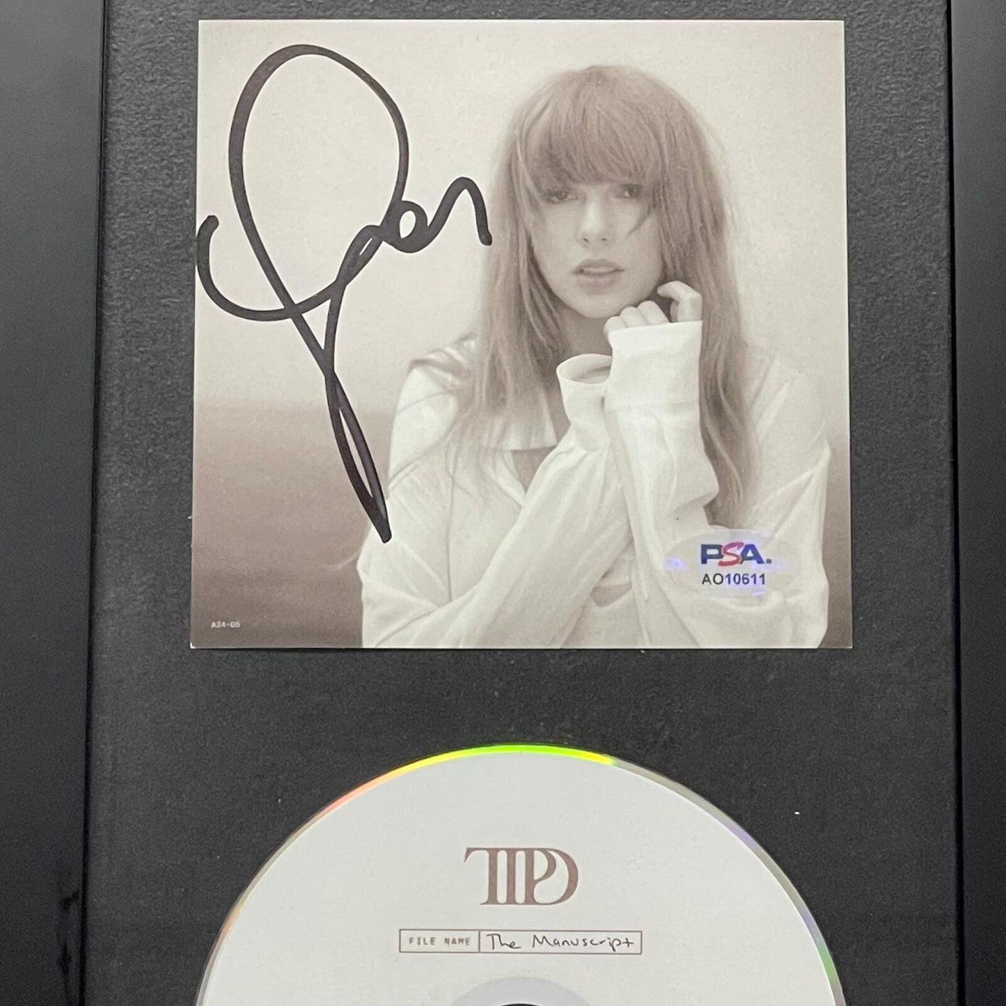 Taylor Swift Signed CD Cover Framed PSA/DNA The Tortured Poets Department TTPD