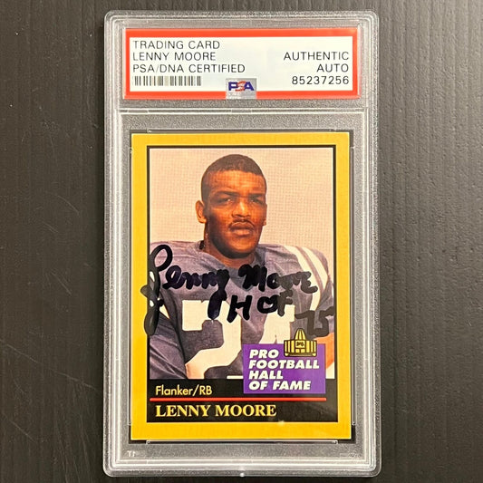 1991 Enor #102 Lenny Moore Signed Card PSA/DNA Slabbed Penn State