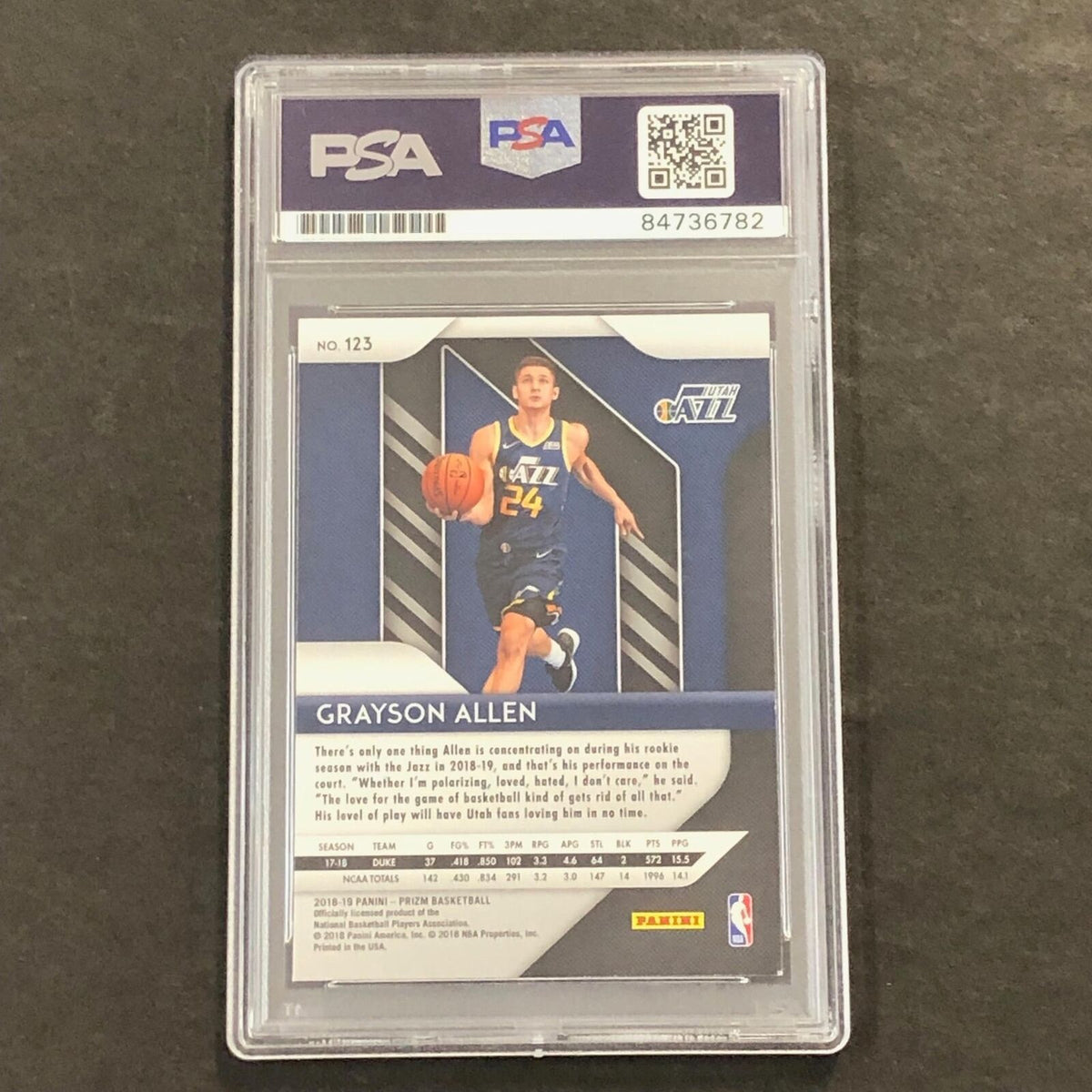 2018-19 Panini Prizm #123 Grayson Allen Signed Card AUTO PSA Slabbed Jazz
