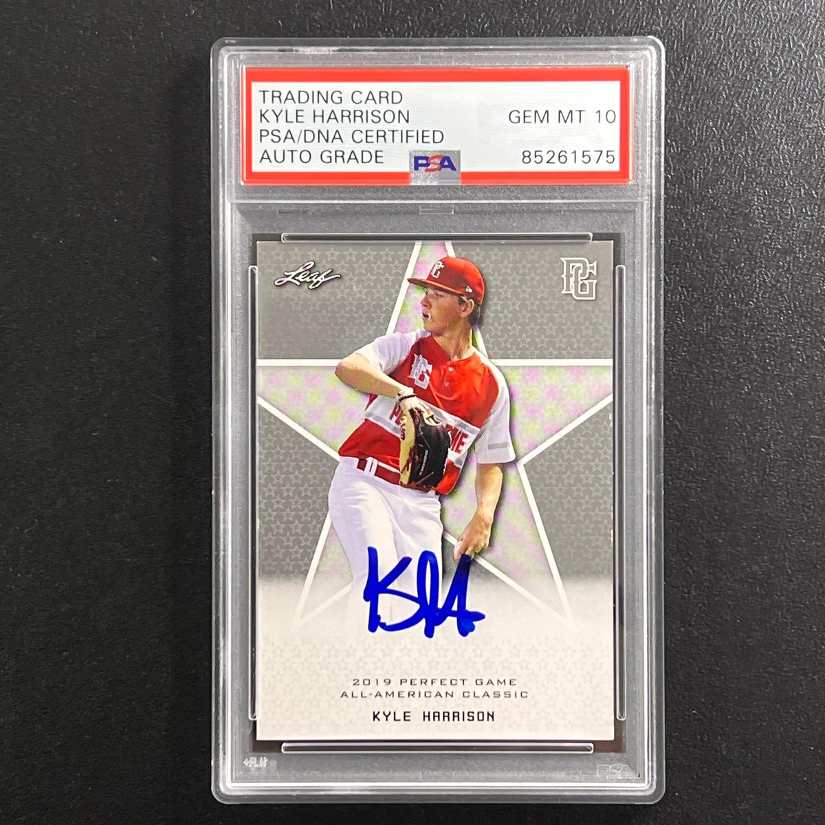 2019 Leaf Perfect Game All-American Classic #DI-19 Kyle Harrison signed card PSA