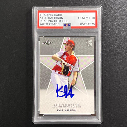 2019 Leaf Perfect Game All-American Classic #DI-19 Kyle Harrison signed card PSA