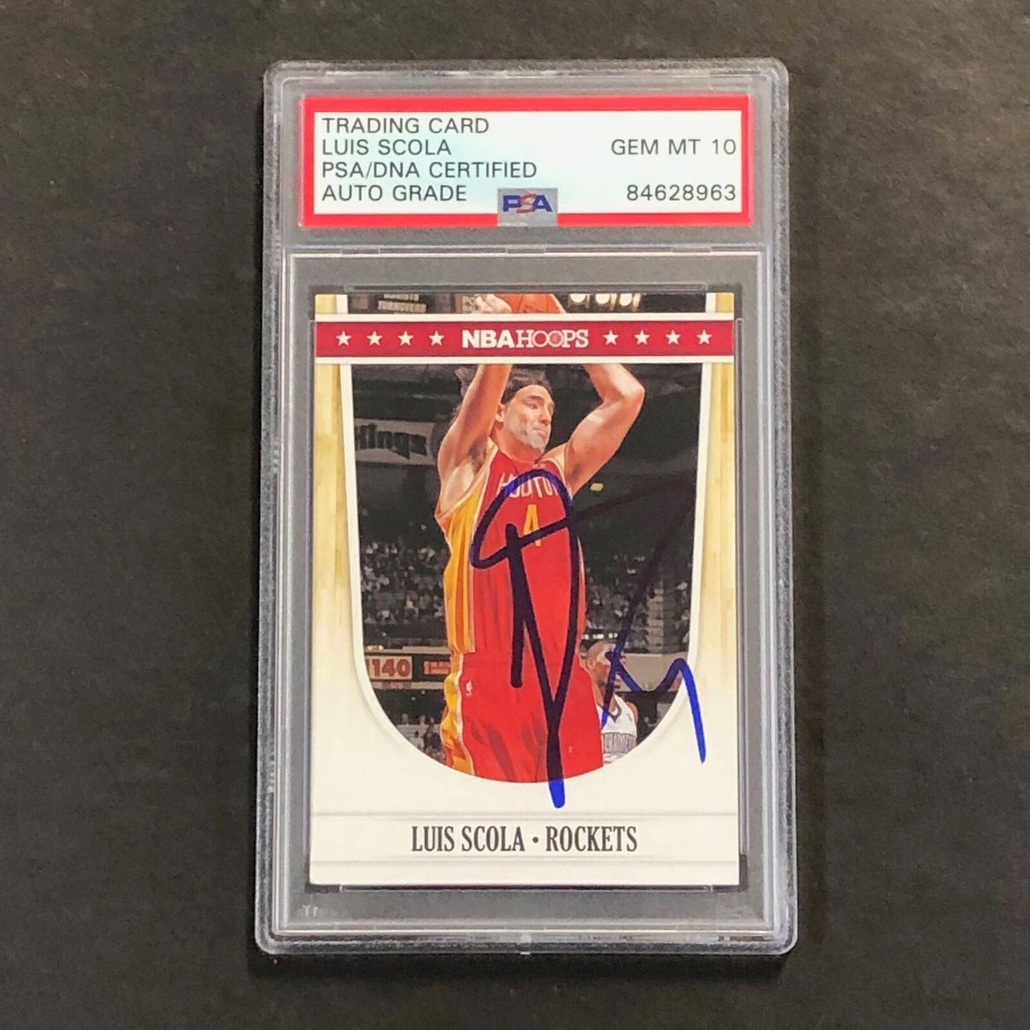 2011-12 Panini NBA Hoops #75 Luis Scola Signed Card AUTO 10 PSA/DNA Slabbed Rock