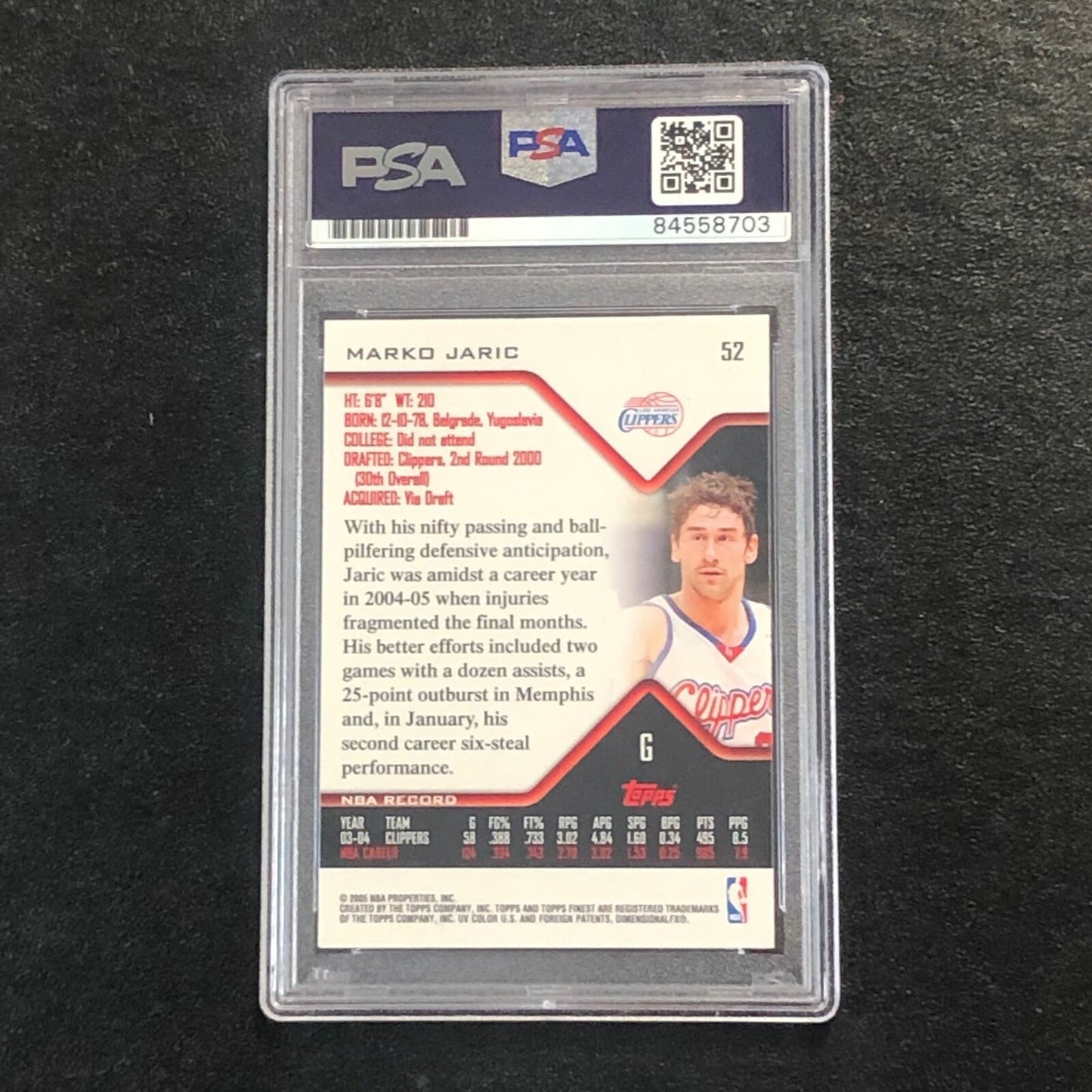 2004-05 Topps Finest #52 Marko Jaric Signed Card AUTO PSA Slabbed Clippers
