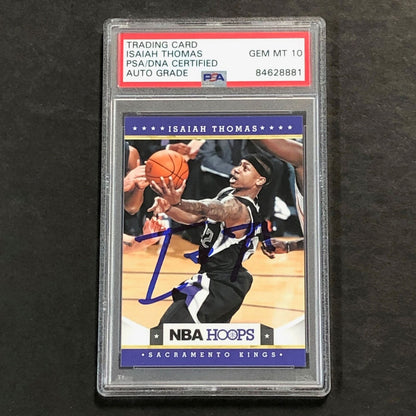 2012-13 NBA Hoops #250 Isaiah Thomas Signed Card AUTO 10 PSA Slabbed Kings