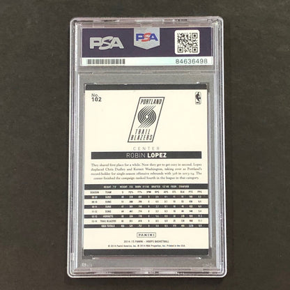 2014-15 NBA Panini NBA Hoops #102 Robin Lopez Signed Card AUTO PSA Slabbed
