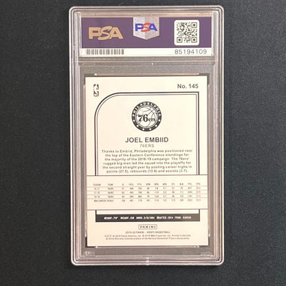 2019-20 Panini Hoops #145 Joel Embiid signed card PSA/DNA Philadelphia 76ers AUT