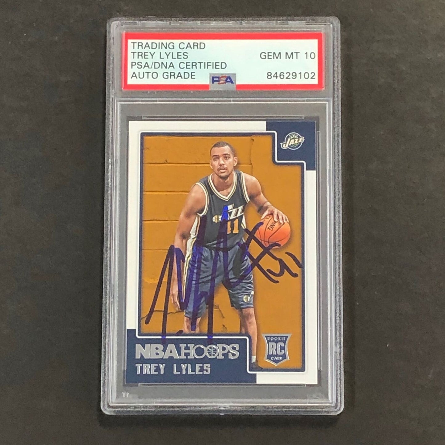 2015-16 NBA Hoops #263 Trey Lyles Signed AUTO 10 PSA Slabbed RC Jazz