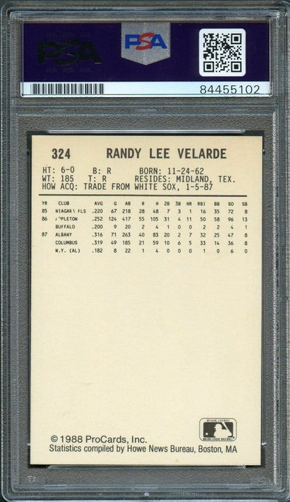 1988 Columbus Clippers ProCards #324 Randy Velarde Signed Card PSA Slabbed Auto