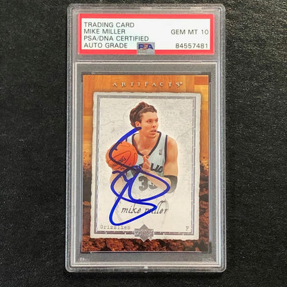 2007-08 Artifacts Basketball #45 Mike Miller Signed Card AUTO 10 PSA Slabbed Gri