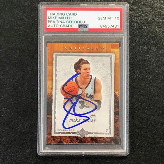 2007-08 Artifacts Basketball #45 Mike Miller Signed Card AUTO 10 PSA Slabbed Gri
