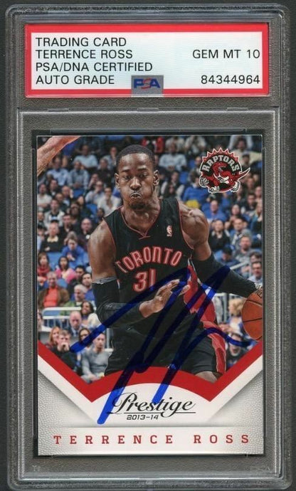 2013-14 Panini Prestige #38 Terrence Ross Signed Card AUTO 10 PSA Slabbed Raptor