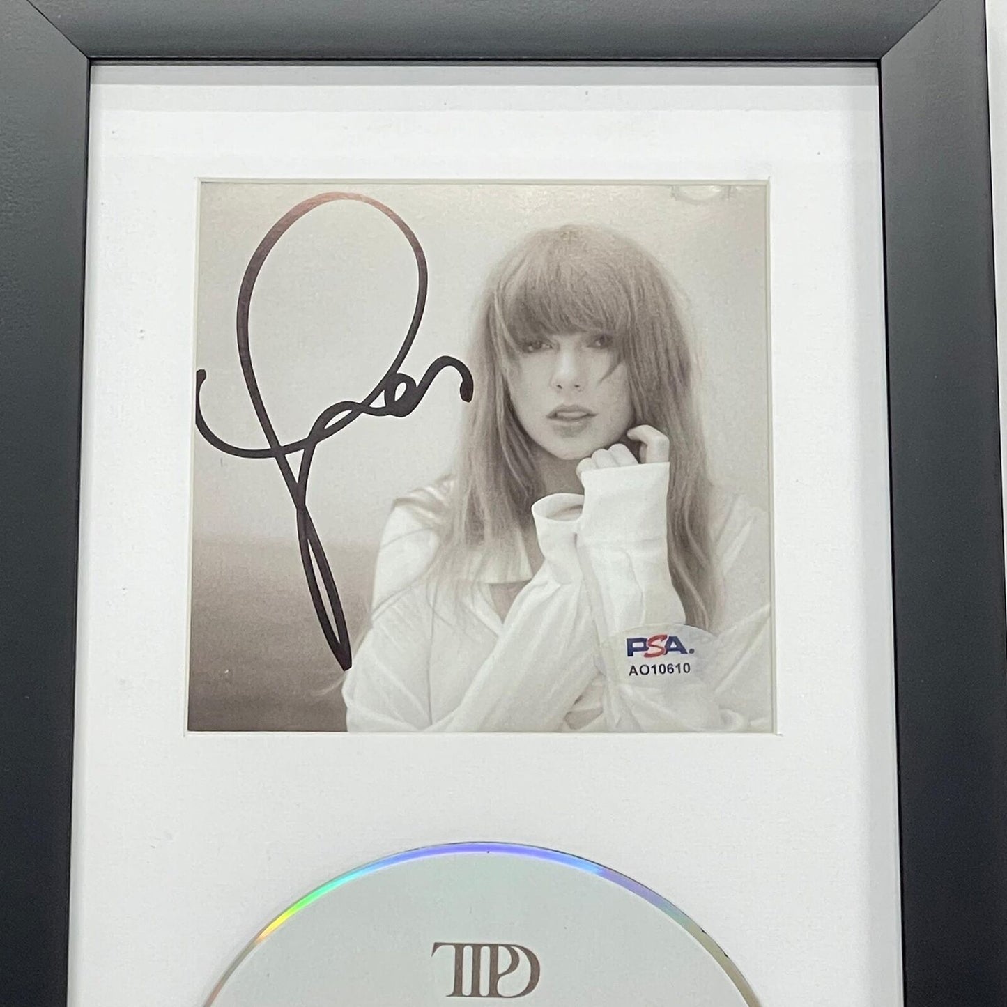 Taylor Swift Signed CD Cover Framed PSA/DNA The Tortured Poets Department TTPD