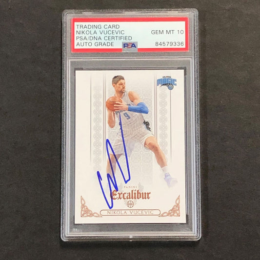 2014-15 Panini Excalibur #3 Nikola Vucevic Signed Card AUTO 10 PSA Slabbed Magic