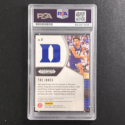 2020 Panini Green Prizm Draft Picks #37 Tre Jones Signed Card AUTO 10 PSA/DNA Sl