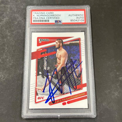 2022  Panini Donruss #4 Khabib Nurmagomedov Signed Card PSA Slabbed