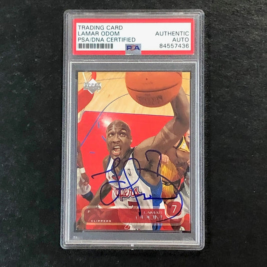 2002-03 Upper Deck #62 Lamar Odom Signed Card AUTO PSA Slabbed Clippers