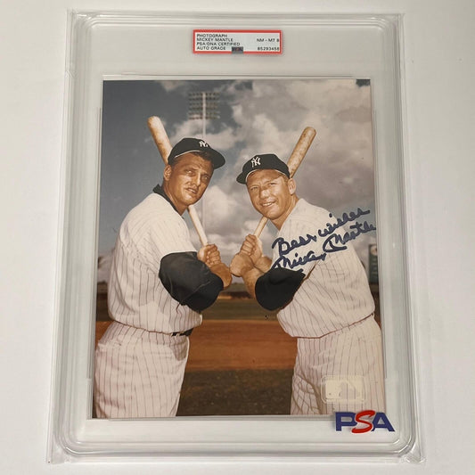 Mickey Mantle Signed 8x10 Photo PSA Encapsulated Auto NM-MT 8 Yankees