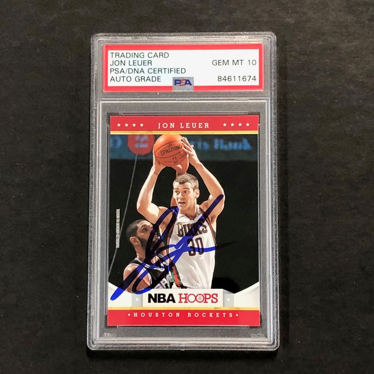 2012-13 NBA Hoops #255 Jon Leuer Signed Card AUTO 10 PSA Slabbed Rockets