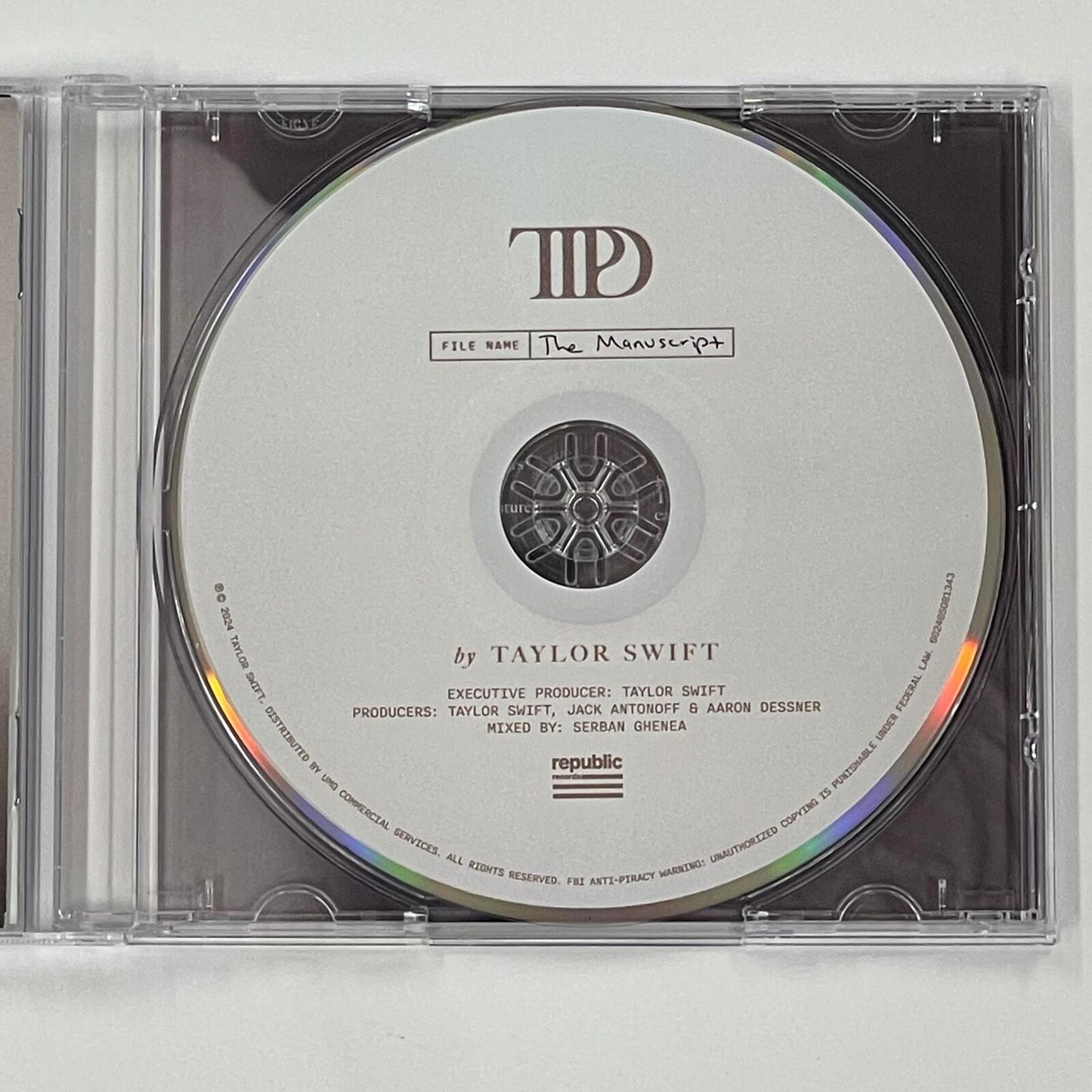 Taylor Swift Signed CD Cover PSA/DNA Autographed The Tortured Poets Department T