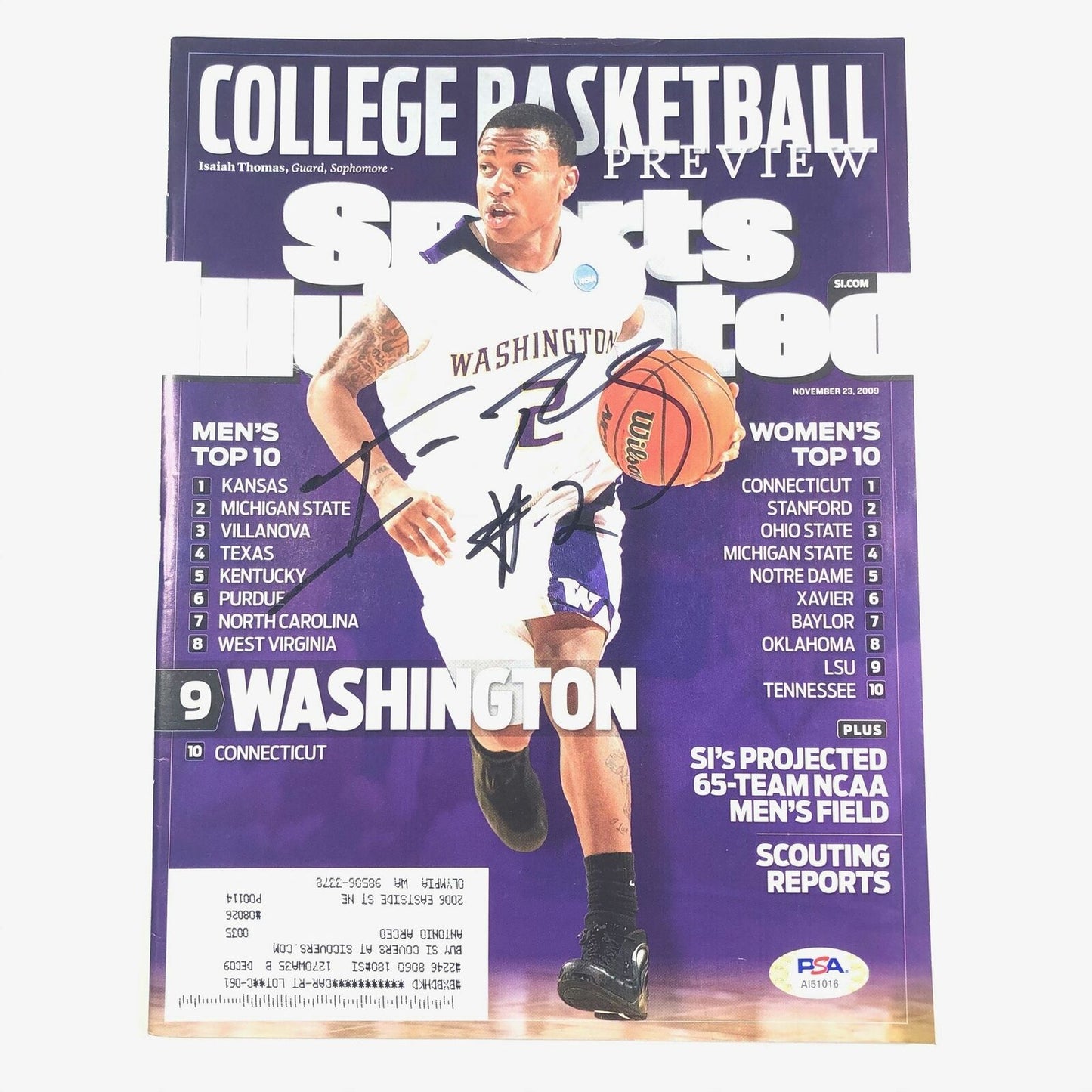 Isaiah Thomas signed SI Magazine PSA/DNA Washington Huskies Autographed