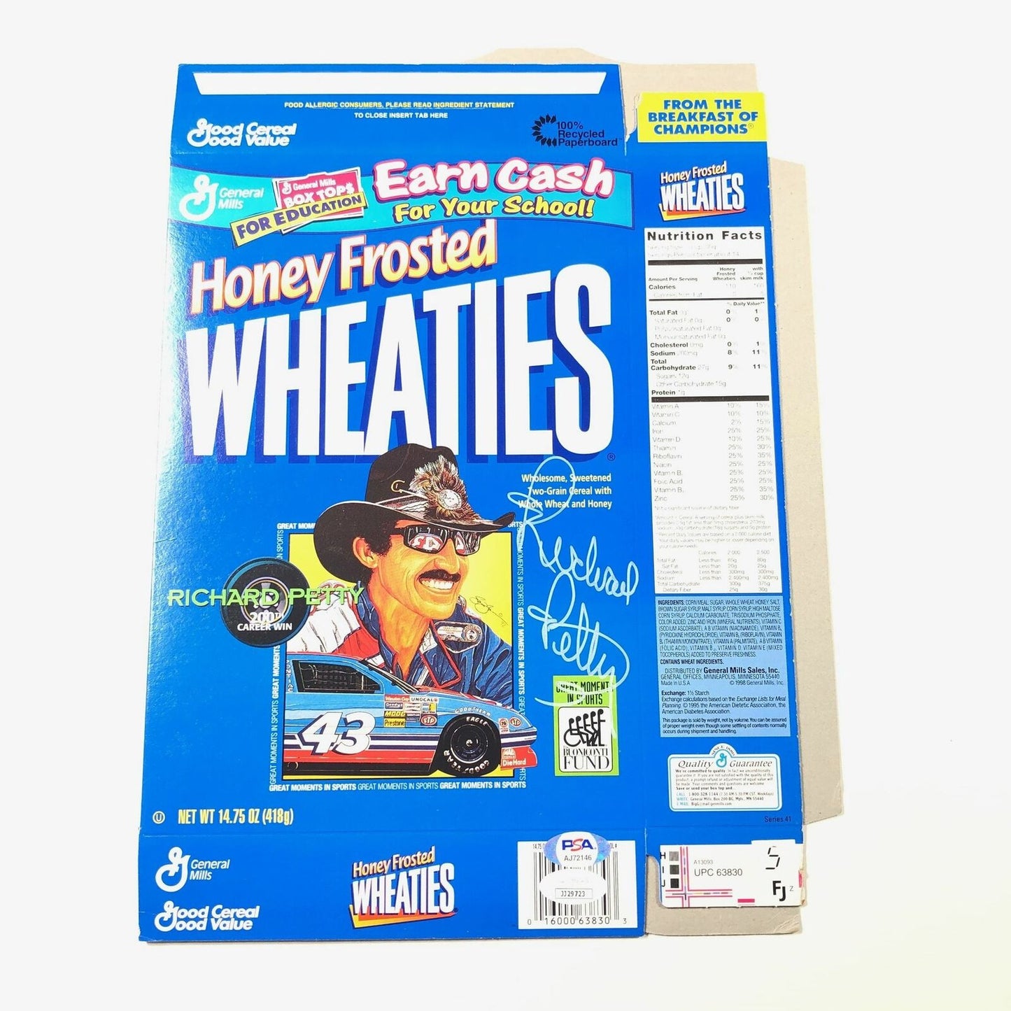 RICHARD PETTY Signed Cereal Box PSA/DNA Autographed Nascar Racing