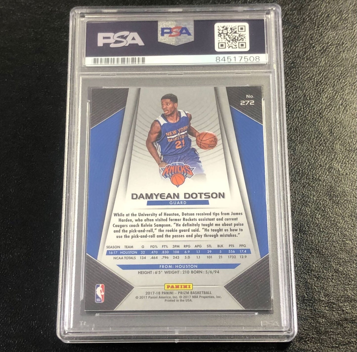 2017-18 Panini Prizm #272 Damyean Dotson Signed Card AUTO PSA Slabbed RC Knicks