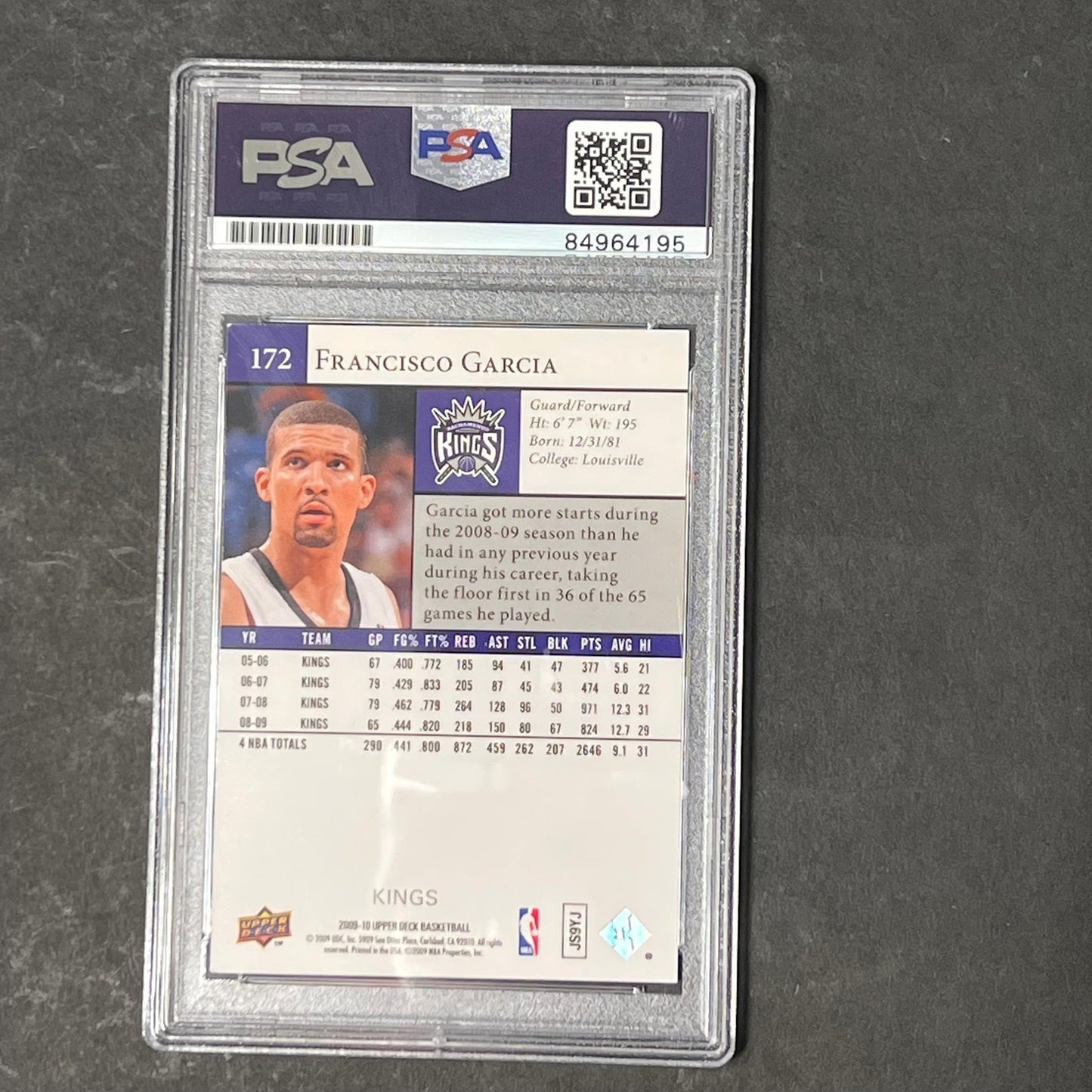 2009-10 Upper Deck #172 Francisco Garcia Signed Card AUTO PSA/DNA Slabbed Kings