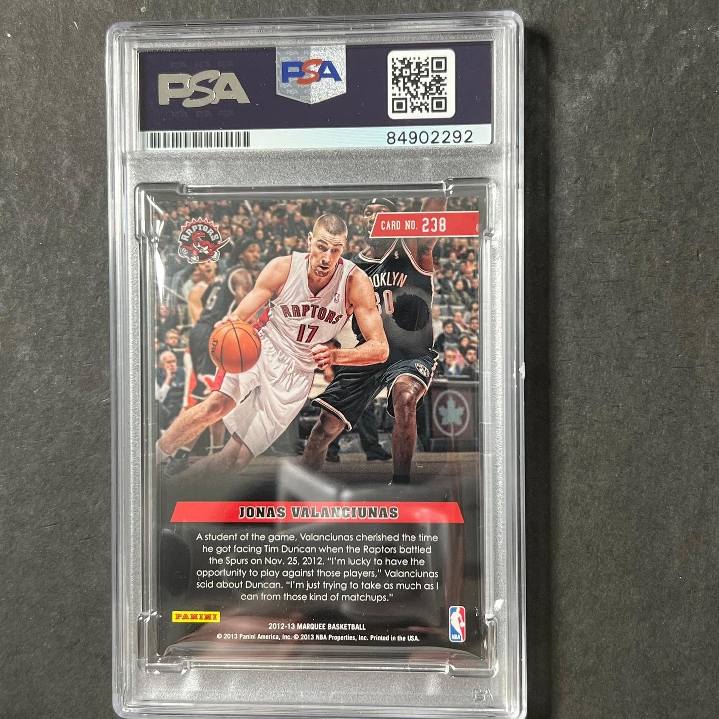2012-13 Panini Marquee #238 Jonas Valanciunas Signed Card AUTO PSA Slabbed Toron